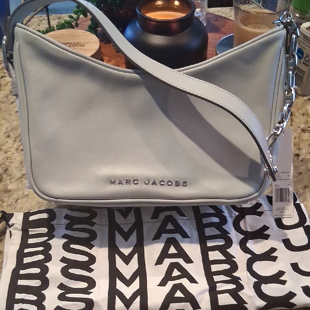 Marc Jacobs Mint Grey  Leather Shoulder Bag with Sleek Design